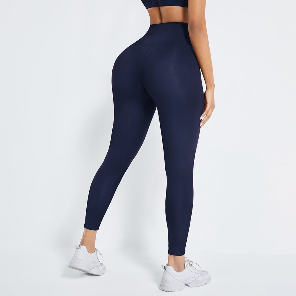 blue yoga pants with pockets