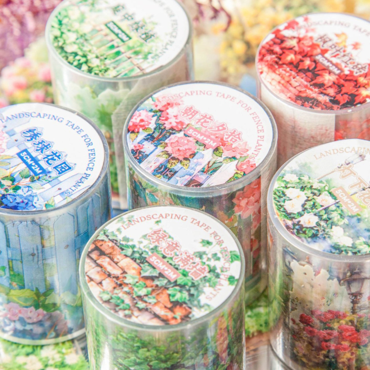 22 저널세이 50mm*200cm 울타리 식물 시리즈 빈티지 꽃 조경 PET 테이프