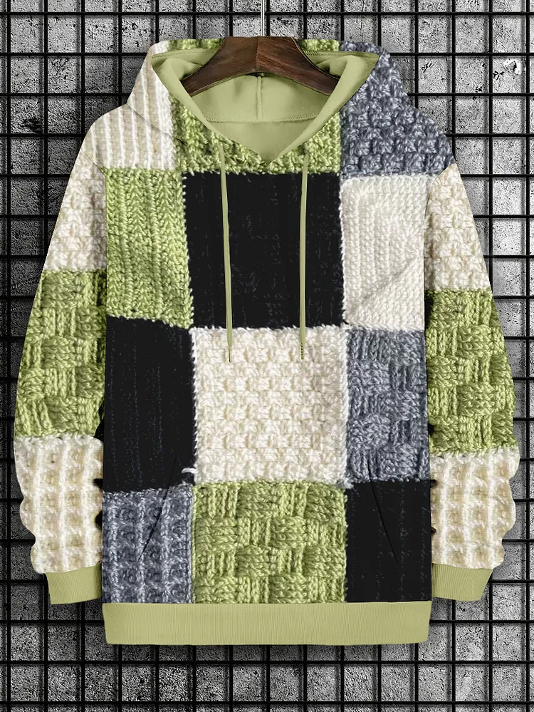 Men's Pattern Patchwork Art Print Casual Hoodie