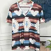 Gioiacombo&trade; T-shirt con stampa etnica scollo a V