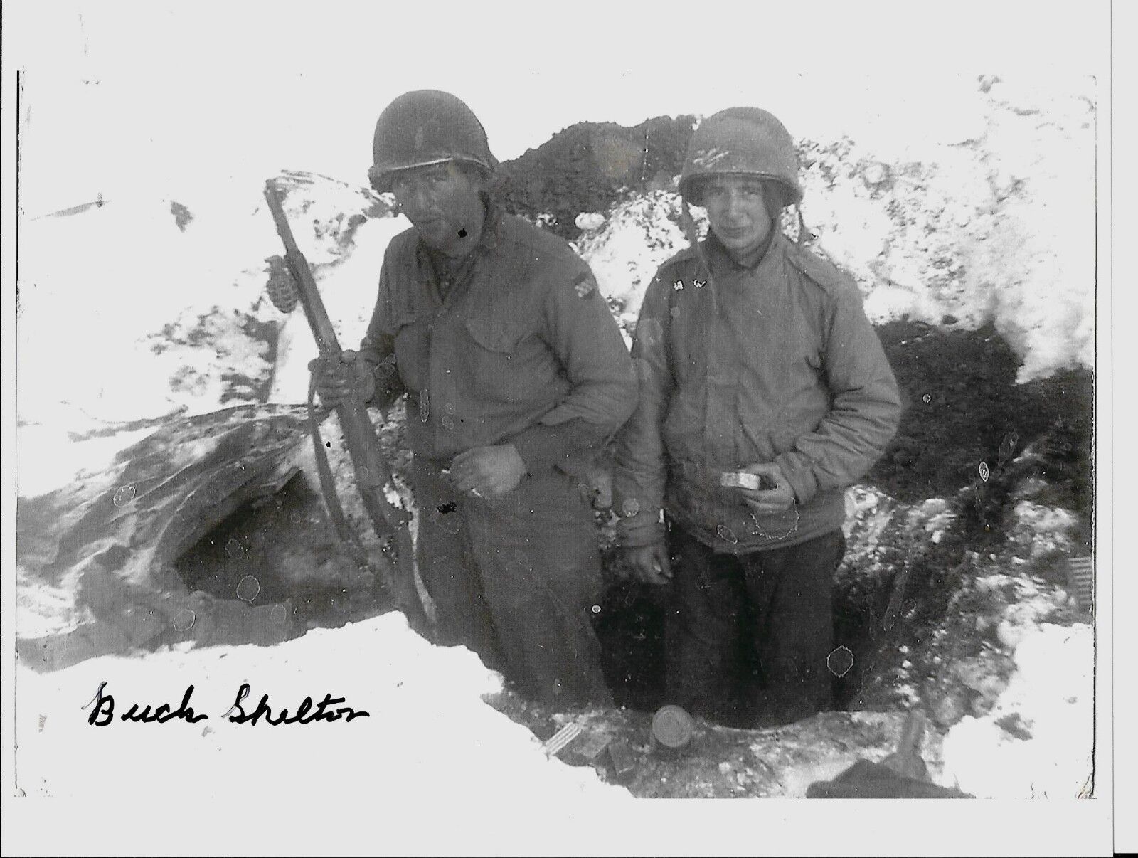 BUCK SHELTON 99TH INFANTRY DIVISION BATTLE OF THE BULGE VET RARE SIGNED Photo Poster painting