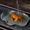 Purple Clay Pot Tea Pet Handmade Creative Crab Tea Pet Decoration Color-changing Crab He Leaf Base Home Decoration