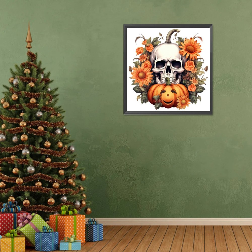 Diamond Painting - Full Round Drill - Pumpkin Skull(Canvas|30*30cm)