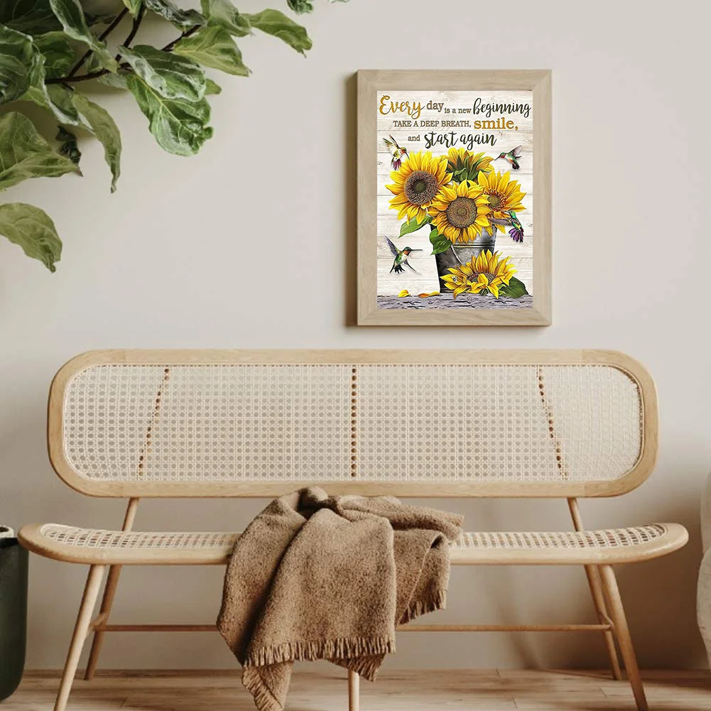 Diamond Painting - Full Round Drill - Sunflower Letters(30*40cm)