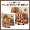 5D DIY Diamond Painting Kit Full Drill 40x40cm Round(Pumpkin and Flowers)