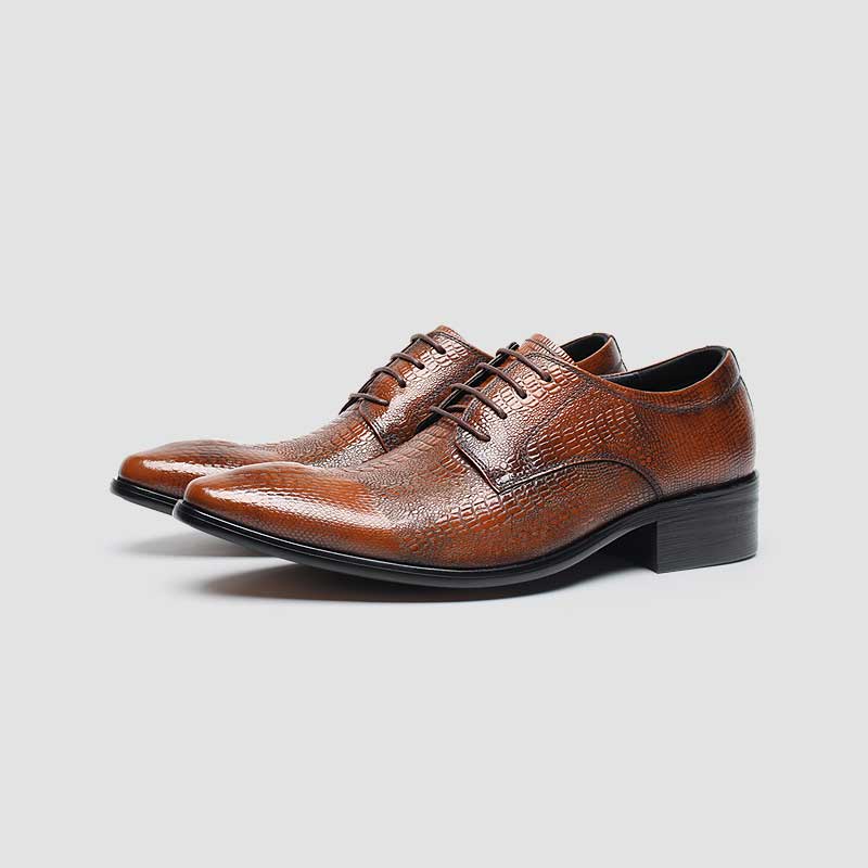 Premium Mens Brown Derby Wedding Dress Shoes| Genuine Leather