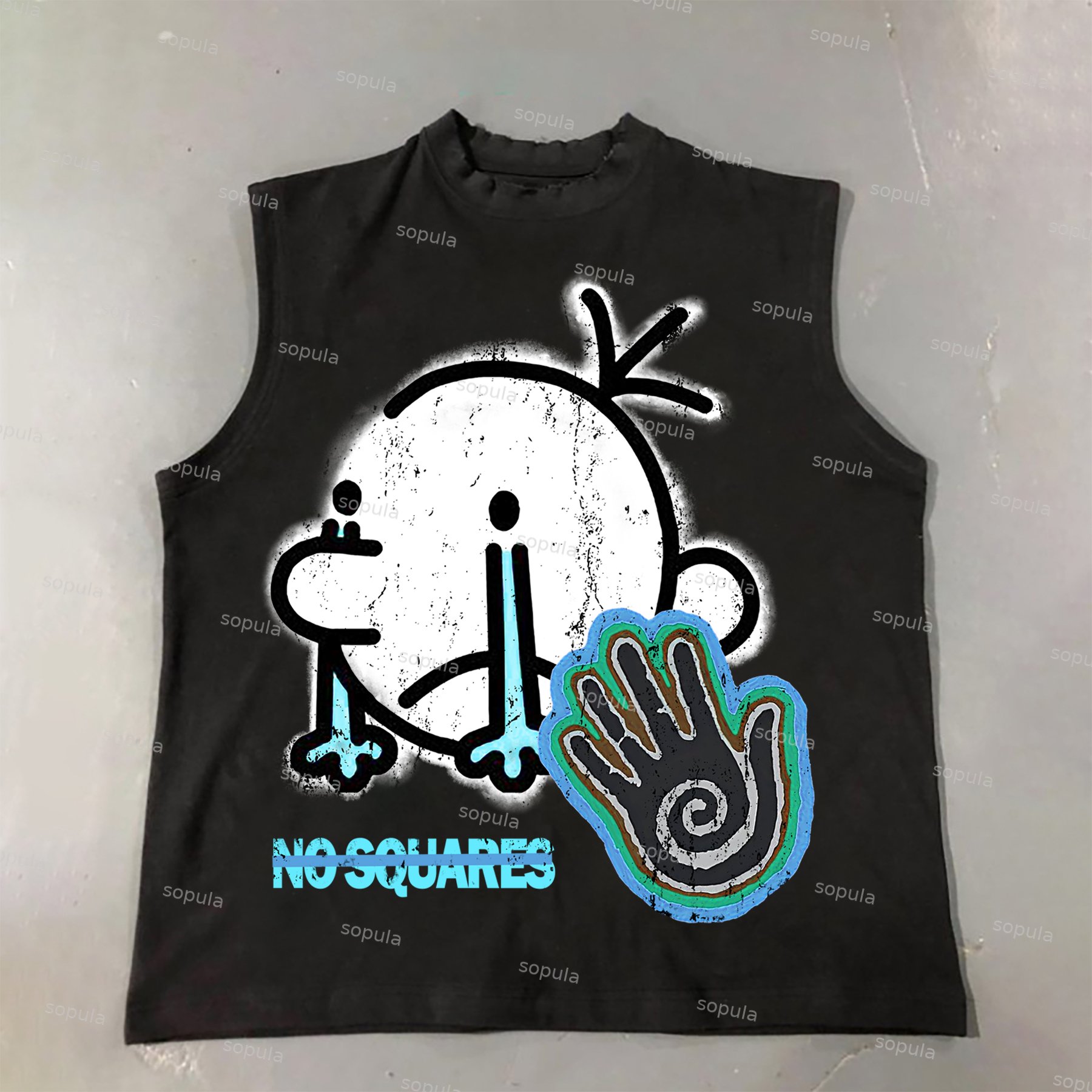 No Squares Retro Graphic Street Tank Top - SOPULA