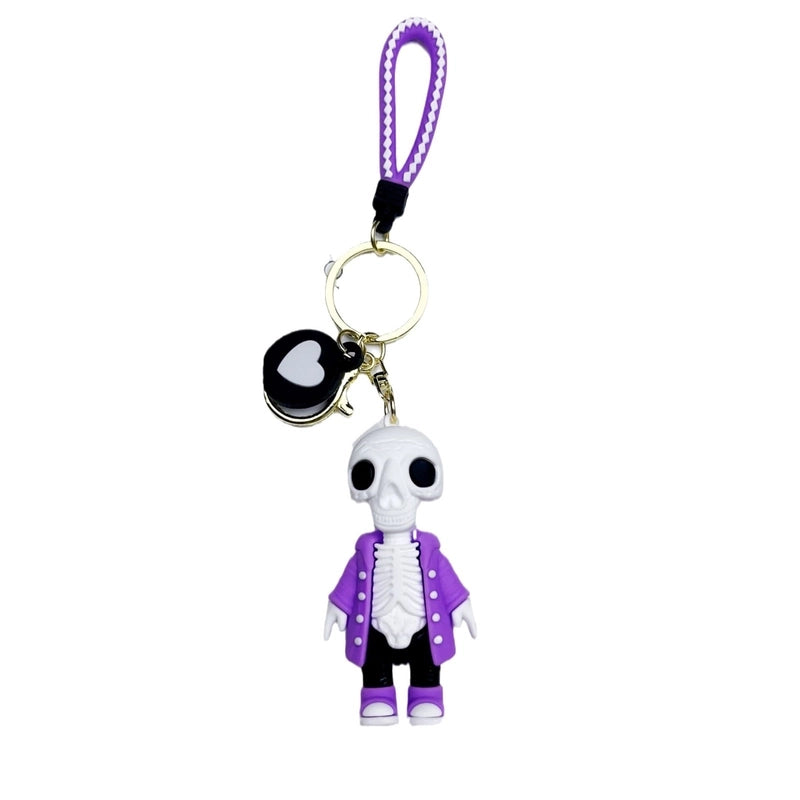 Cartoon Style Heart Shape Skull Silica Gel Halloween Unisex Keychain