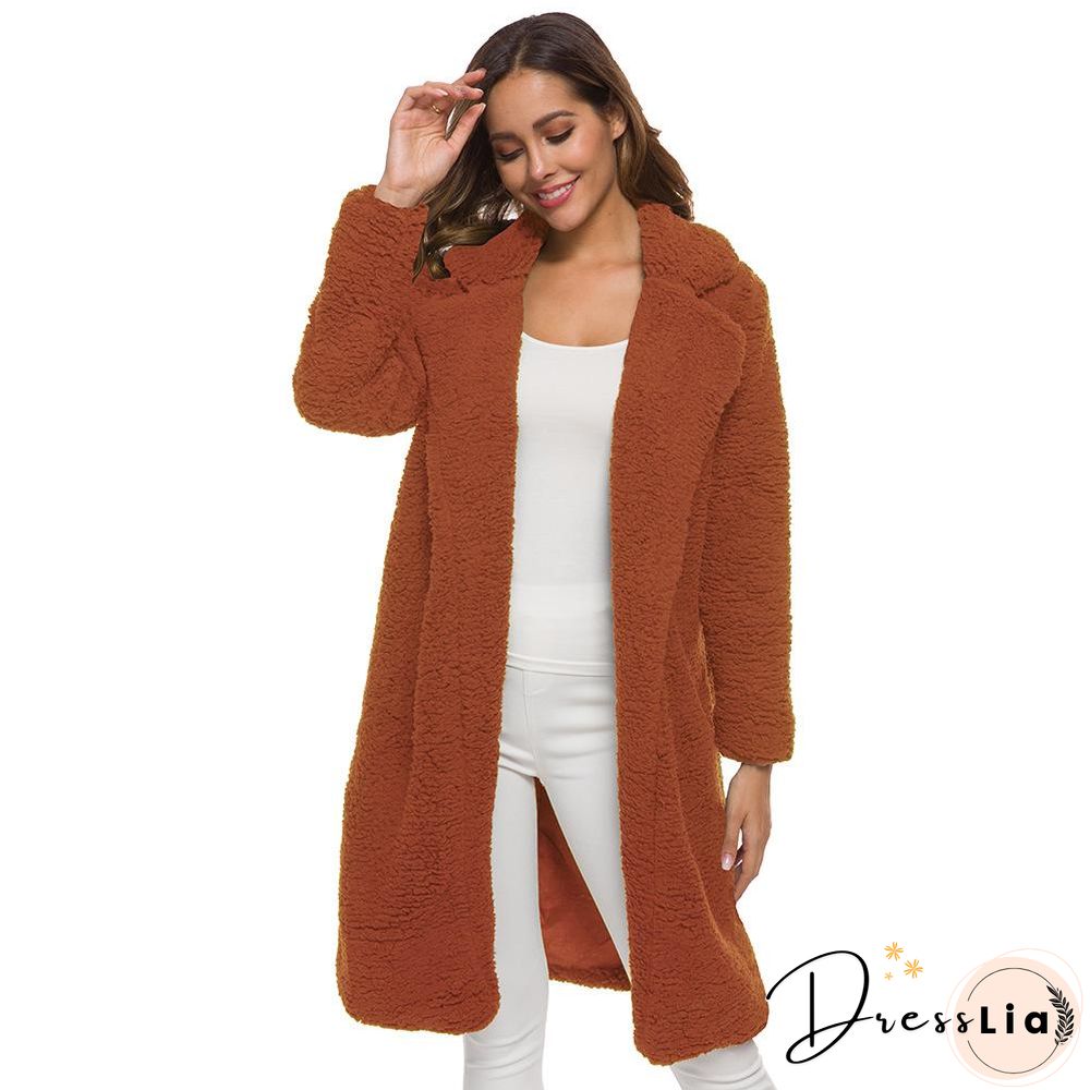 Soft Faux Lambelwool Loose Long Coat