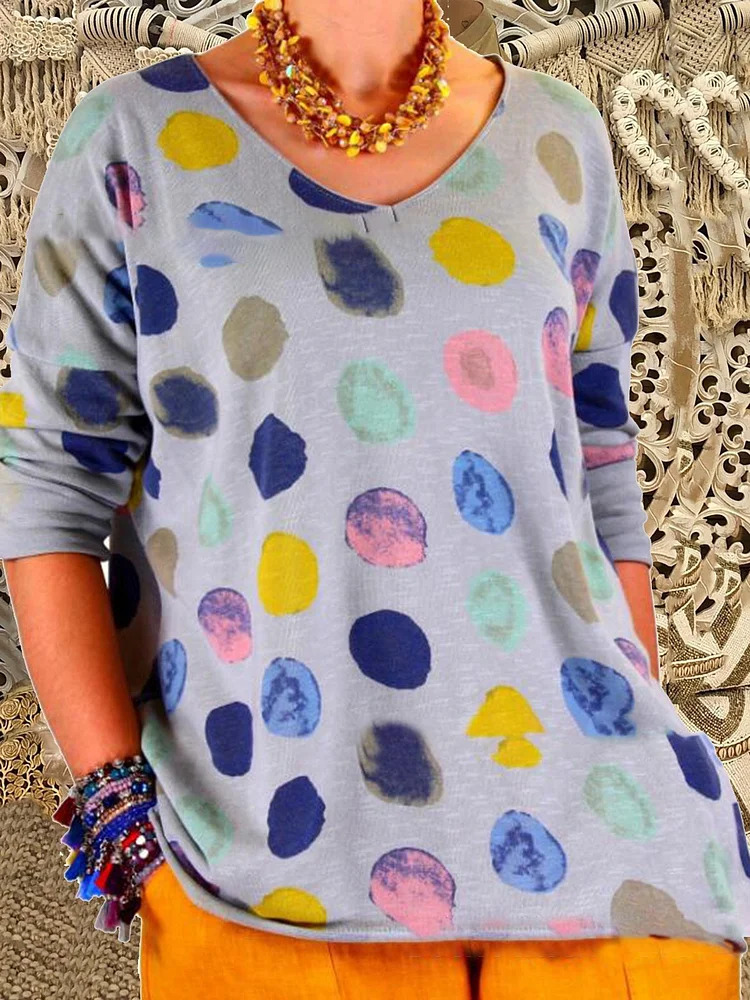 Bestdealfriday Polka Dots Cotton Blend Half Sleeve Shirts Tops 7927528