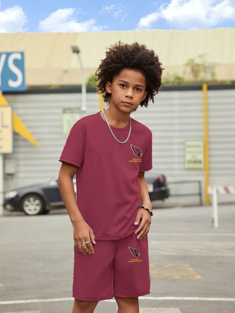 Arizona Cardinals New Design Kids（5-14Y)' Casual Crew Neck T-shirt And Drawstring Shorts  2pcs/Set