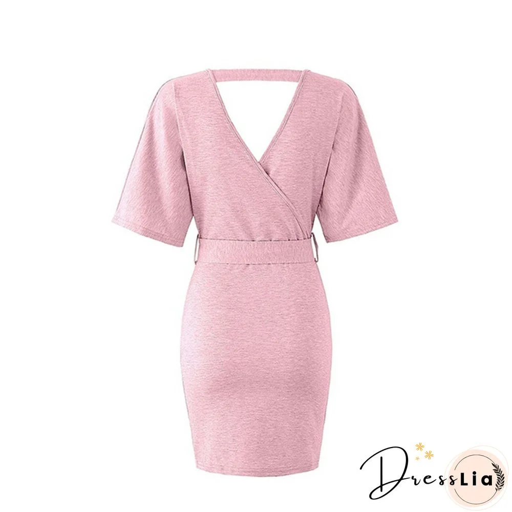 Women's Spring And Summer V-Neck Dress Hip Skirt