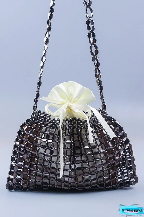 Fashion Handmade Flat Beaded Beaded Woven Handbag Bag