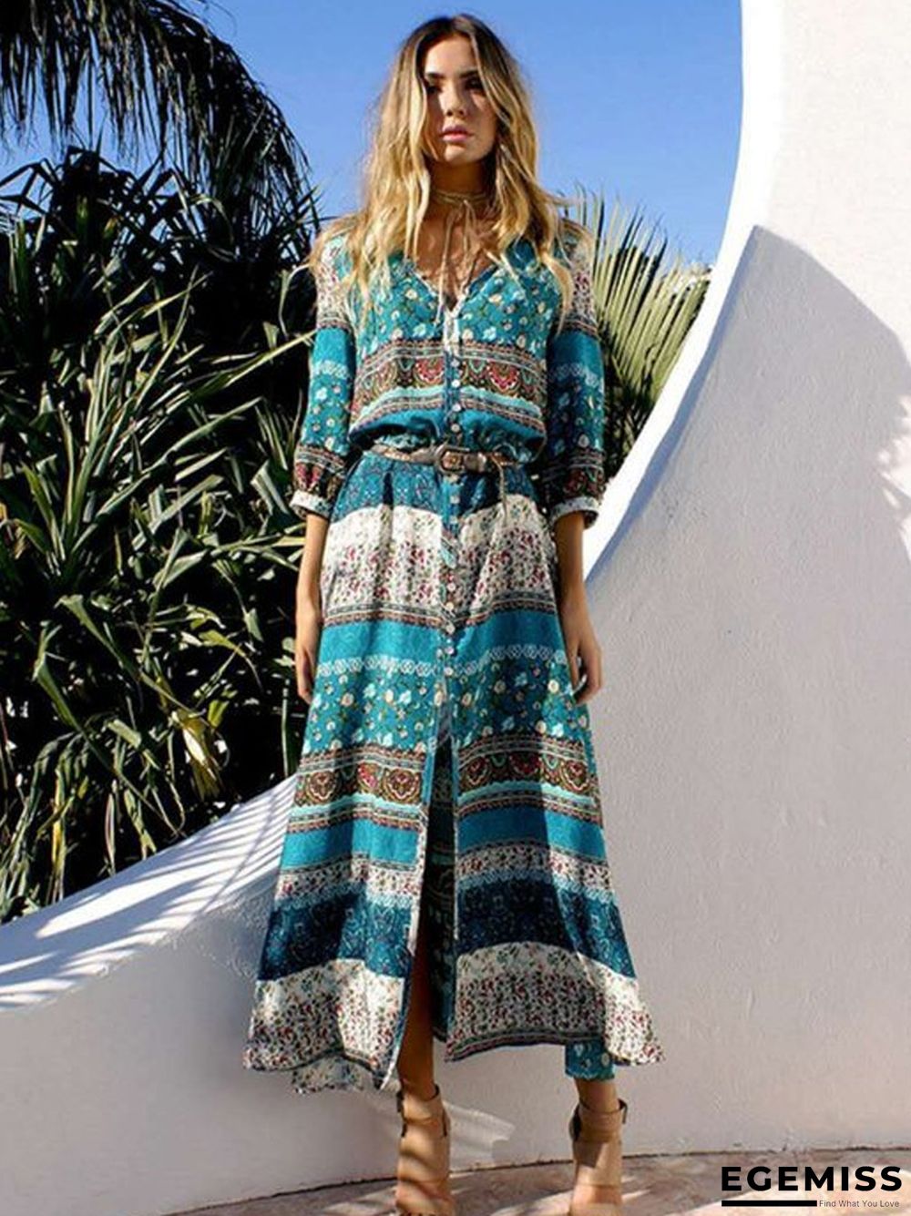 Bohemian Print Dress Women's Beach Skirt | EGEMISS