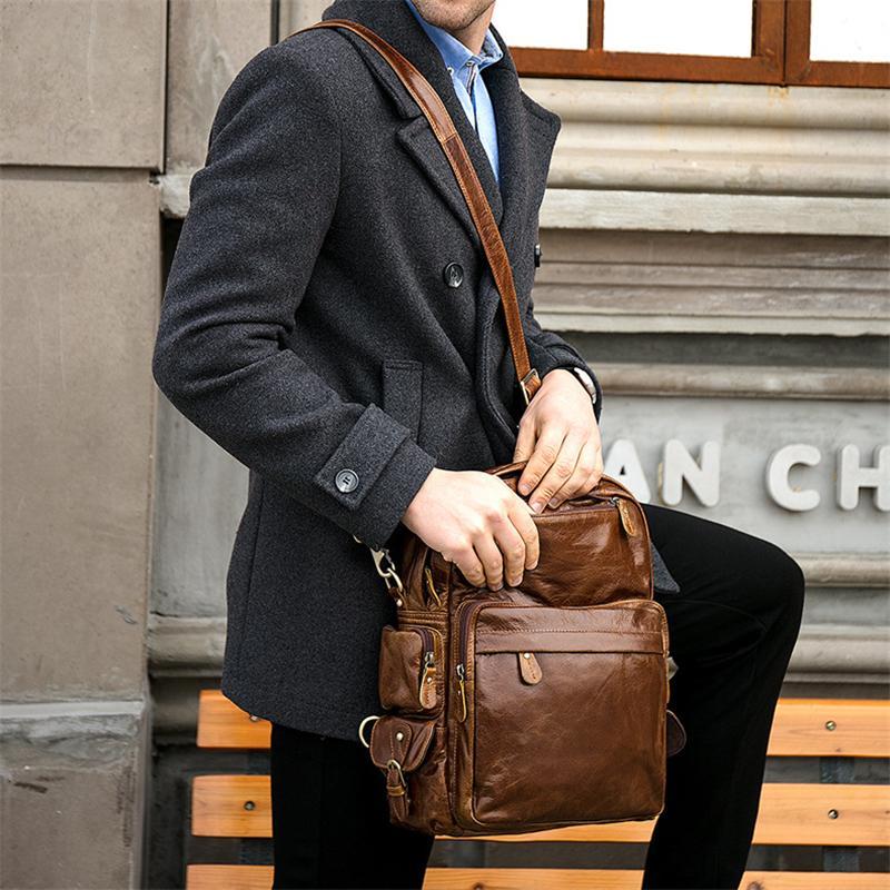 Classic Genuine Leather Vintage Backpacks WIth Large Capacity