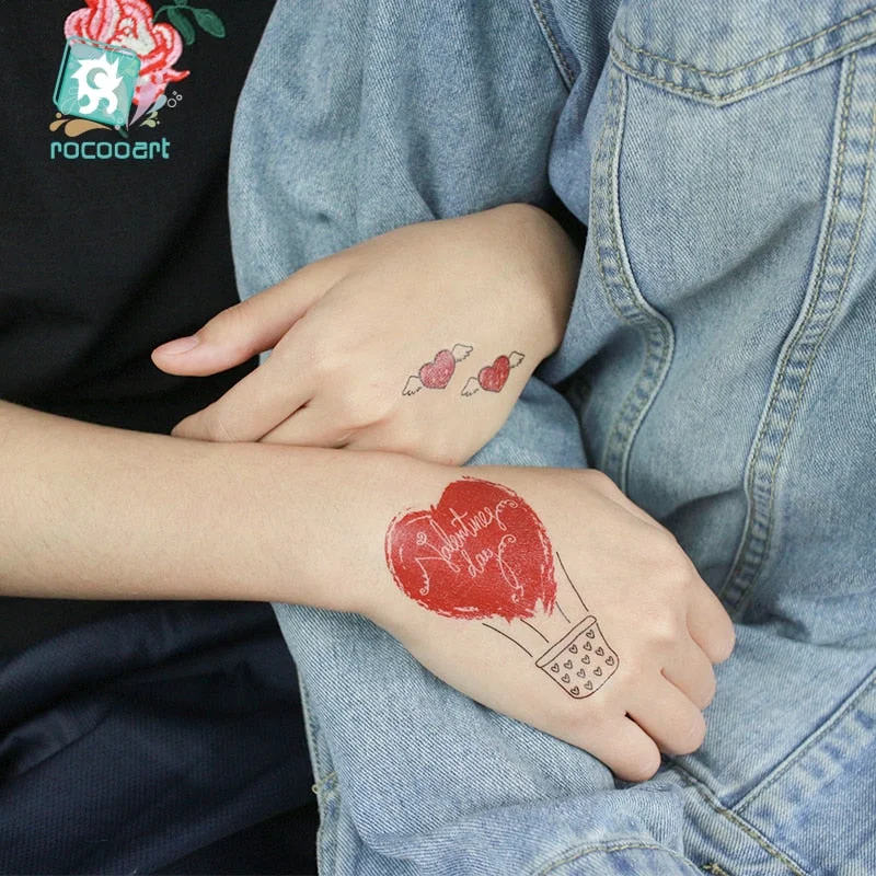 2020 Couple Temporary Tattoos Fashion Cool Body Art Beauty Makeup Valentine's Day Tattoo Waterproof Hand Fake Tatoo 10.5x6cm