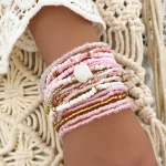 Boho Colorful Beaded Multi-layer Rice Bead Shell 17-piece Bracelet Set - Image 2