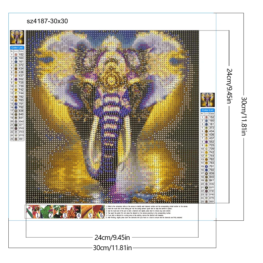 Full Round Diamond Painting 30*30cm - The Elephant Walking In The Starry Sky