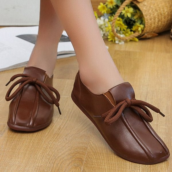Susiecloths Casual Lace Up Faux Leather Slip On Flats