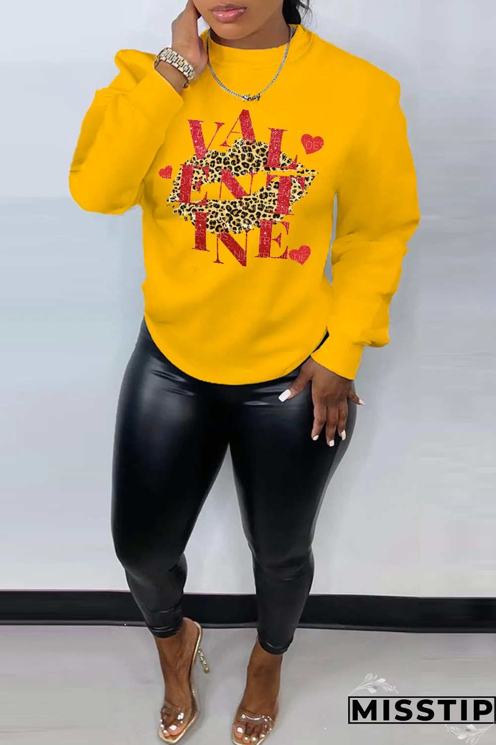 Black Street Print Letter Tops