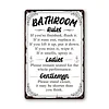 Bathroom Rules - Vintage Metal Signs - 20*30cm/30*40cm - Warning