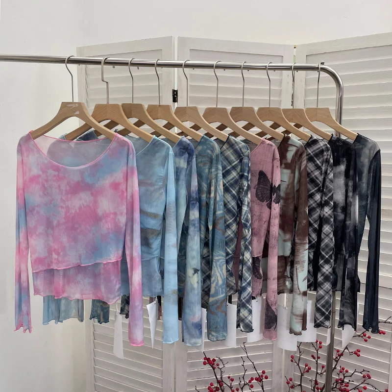 Nigikala Nigikala Sunscreen Mesh Yarn Women 2025 Summer New Long-Sleeved T-Shirt 6920