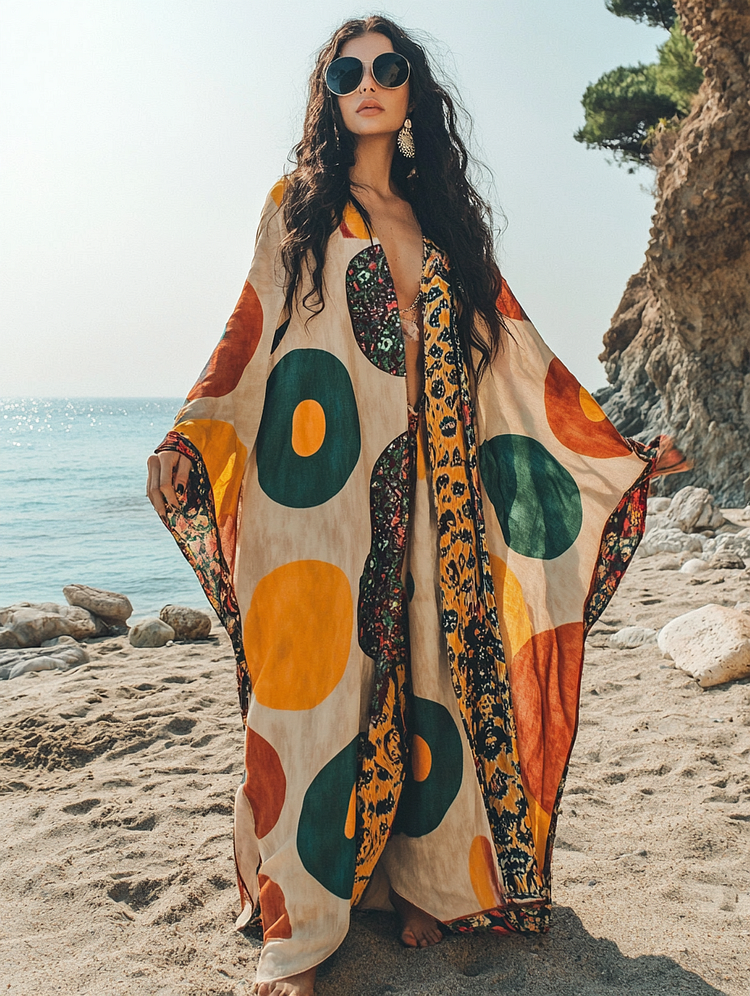 Linen Ethnic Kaftan Maxi Dress