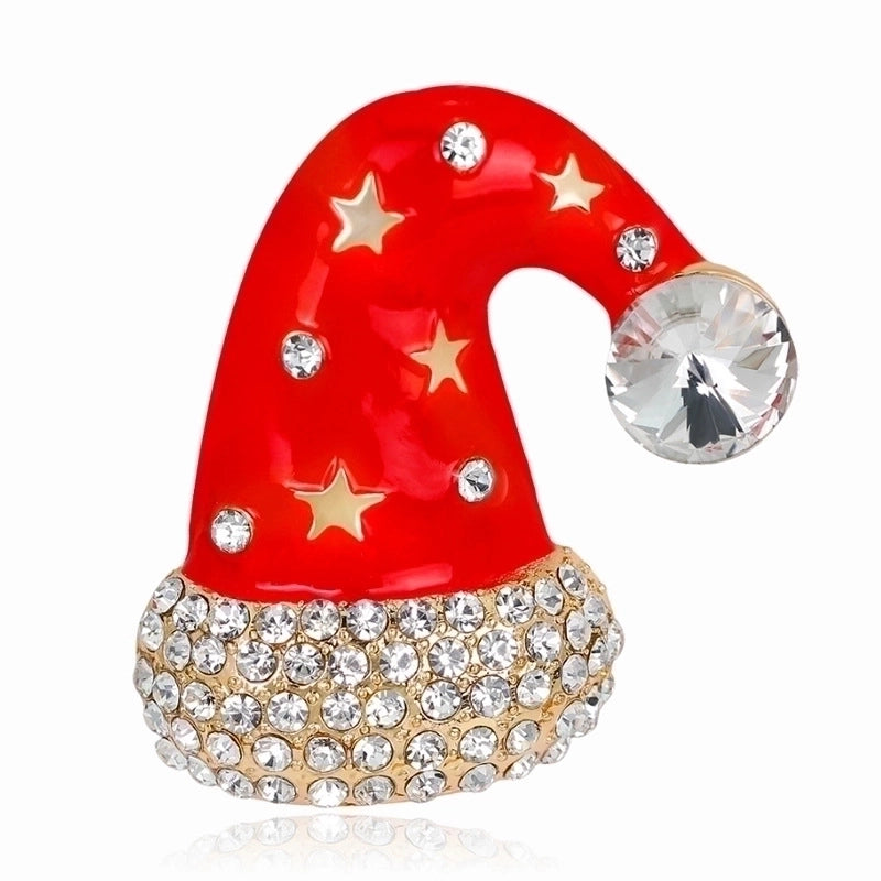 Fashion Pin Santa Claus Star Elk Alloy Plating Rhinestones Women’S Brooches