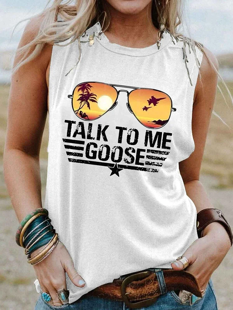 Women's Talk To Me Goose Printed Tank Top