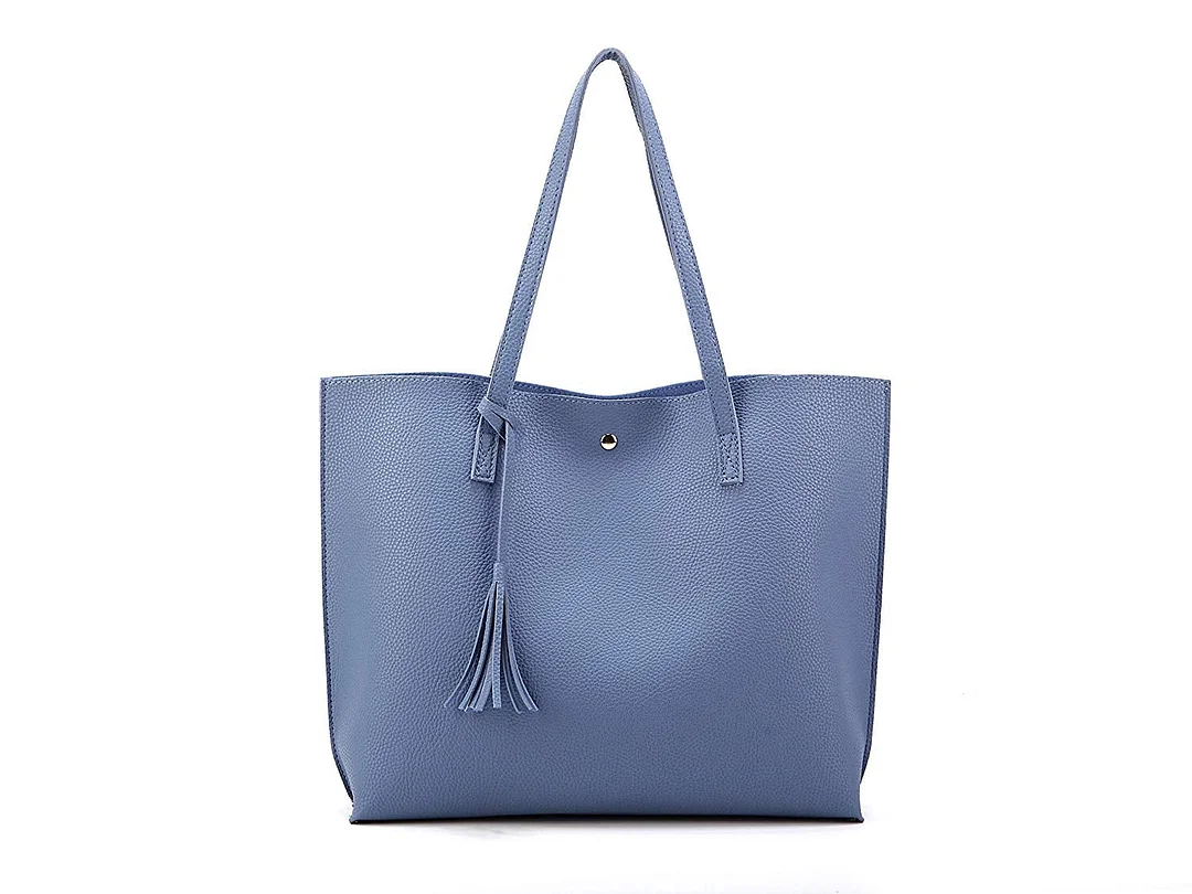 Women Tote Bags Top Handle Satchel Handbags PU Pebbled Leather Tassel Shoulder Purse
