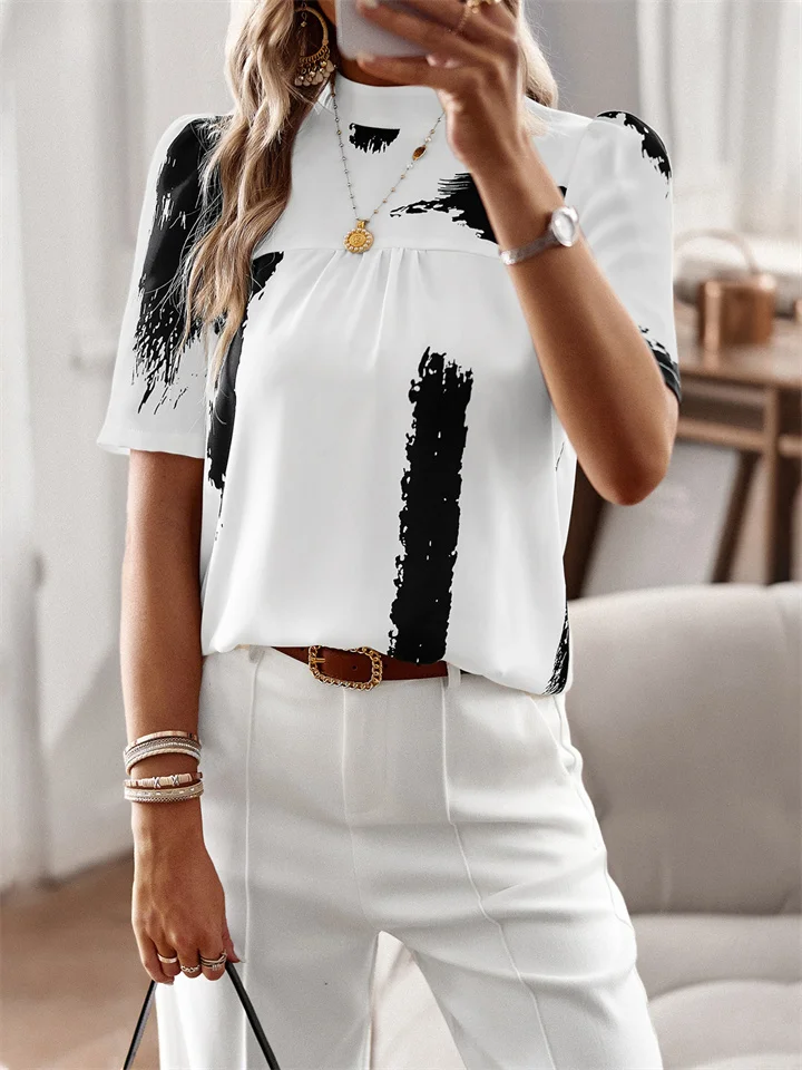 Fashion Women's Tops Spring and Summer Shirt T-shirt Casual White Black Blue Green S M L XL-Mixcun