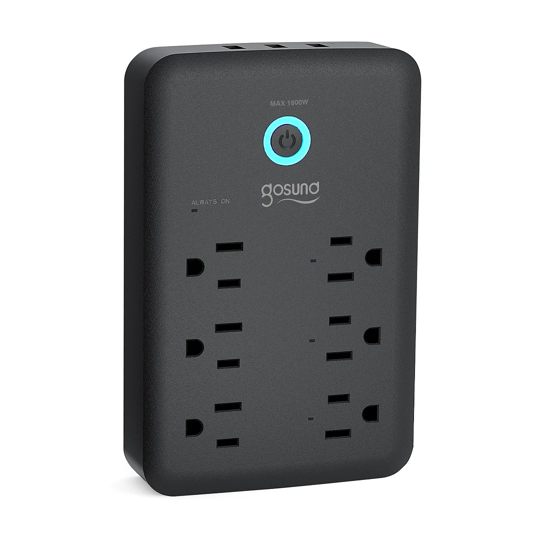Gosund Smart Plug Outlet Extender, USB Surge Protector with 3 Individually Controlled Smart Outlets and 3 Smart USB Ports, Works with Alexa Google Home, Wall Adapter Plug for APP Control,15A/1800W,FCC,Black