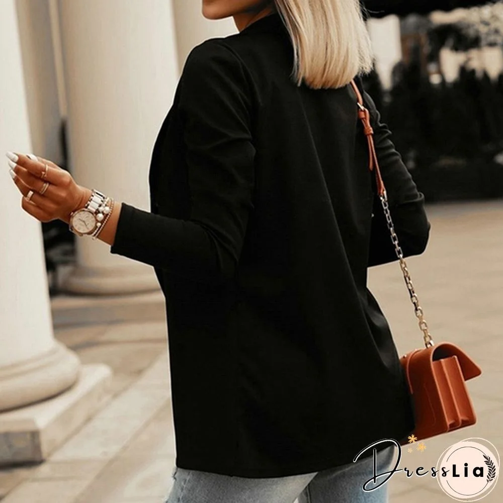 Women's Cardigan Jackets Coat Autumn Spring Fashion Long Sleeve Open Front Solid Color Casual Oversized Long Blazer