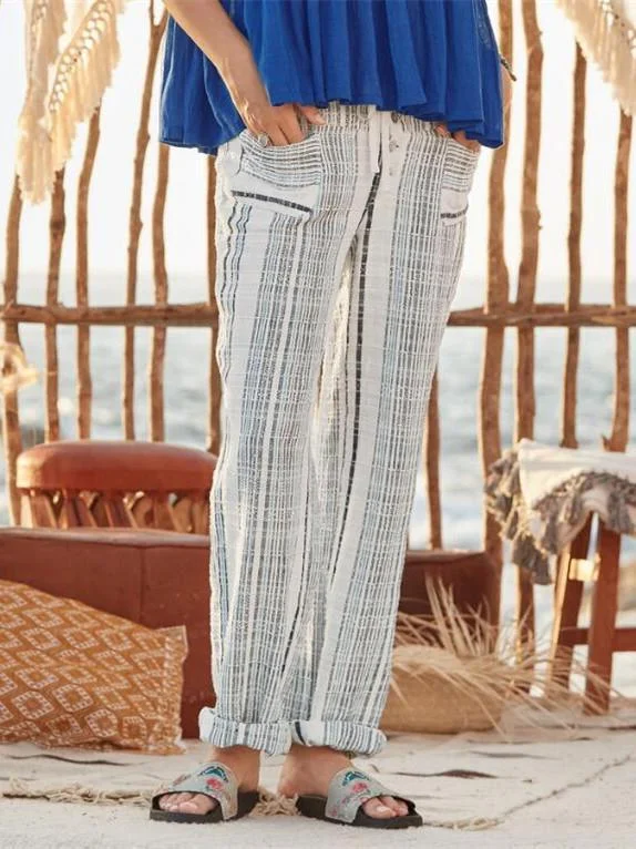 Cotton blended printed casual pants