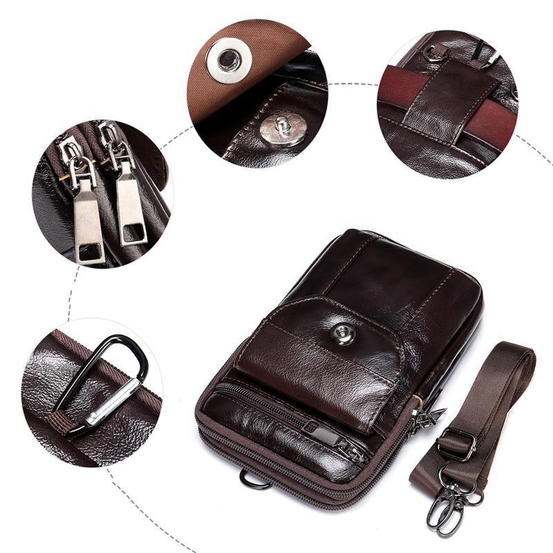 Men's Retro Crossbody Bag Leather Casual Mini Belt Bag