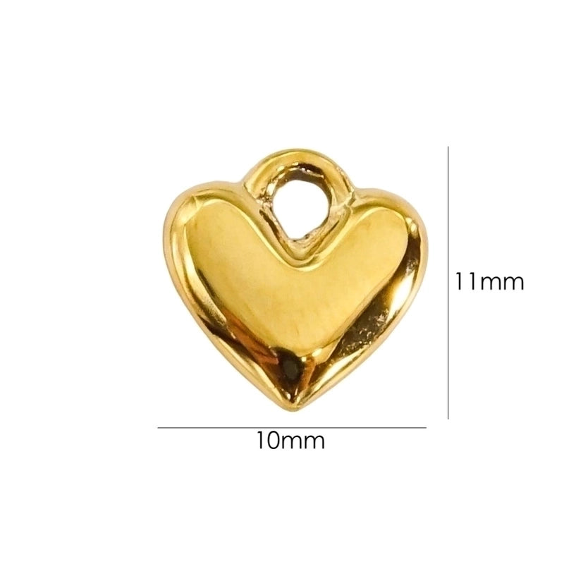 10 Pcs/Package 304 Stainless Steel 14K Gold Plated Heart Shape Pendant