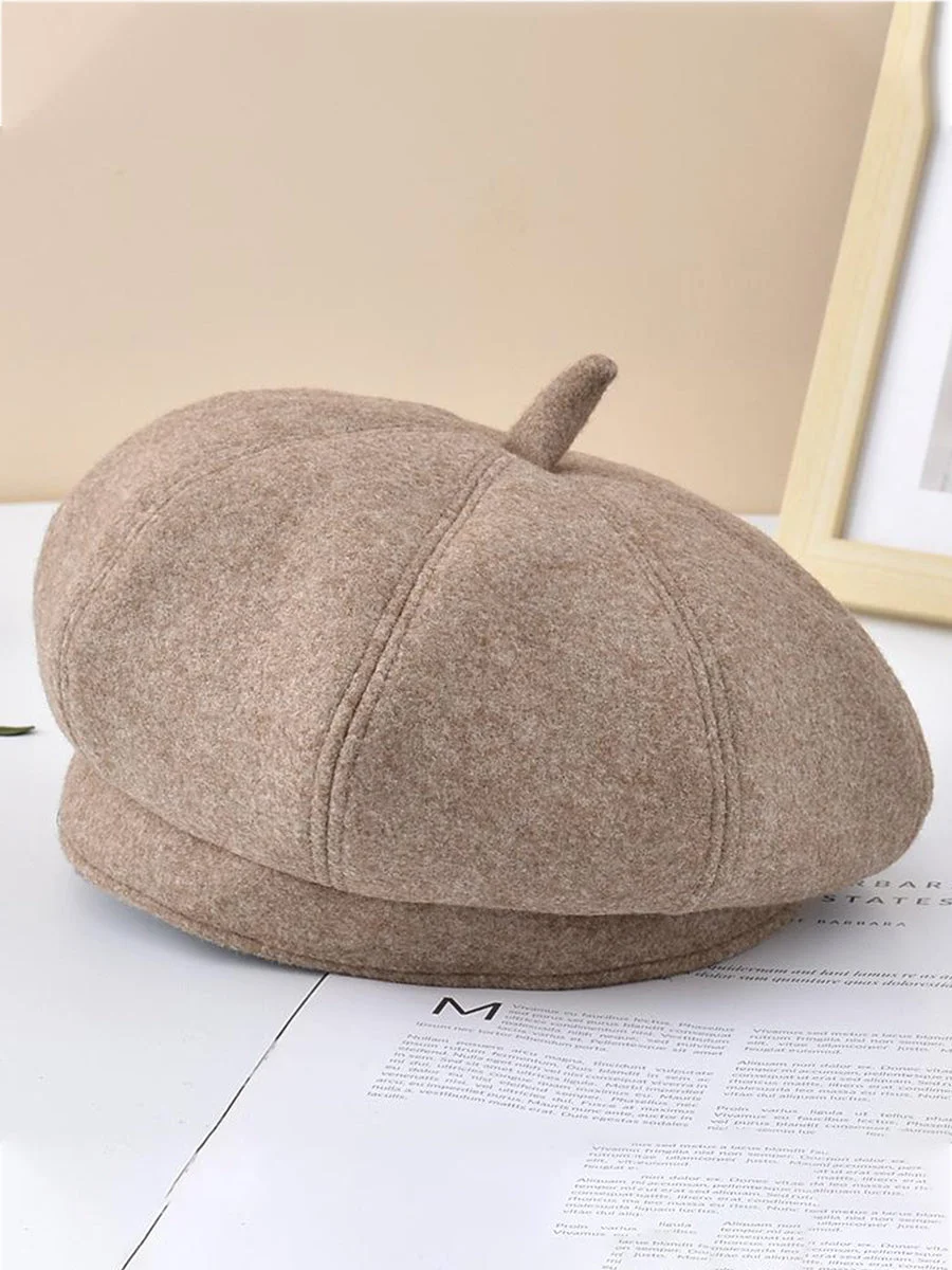 Women's Beret Hats Solid Color French Style Wool Winter Hats