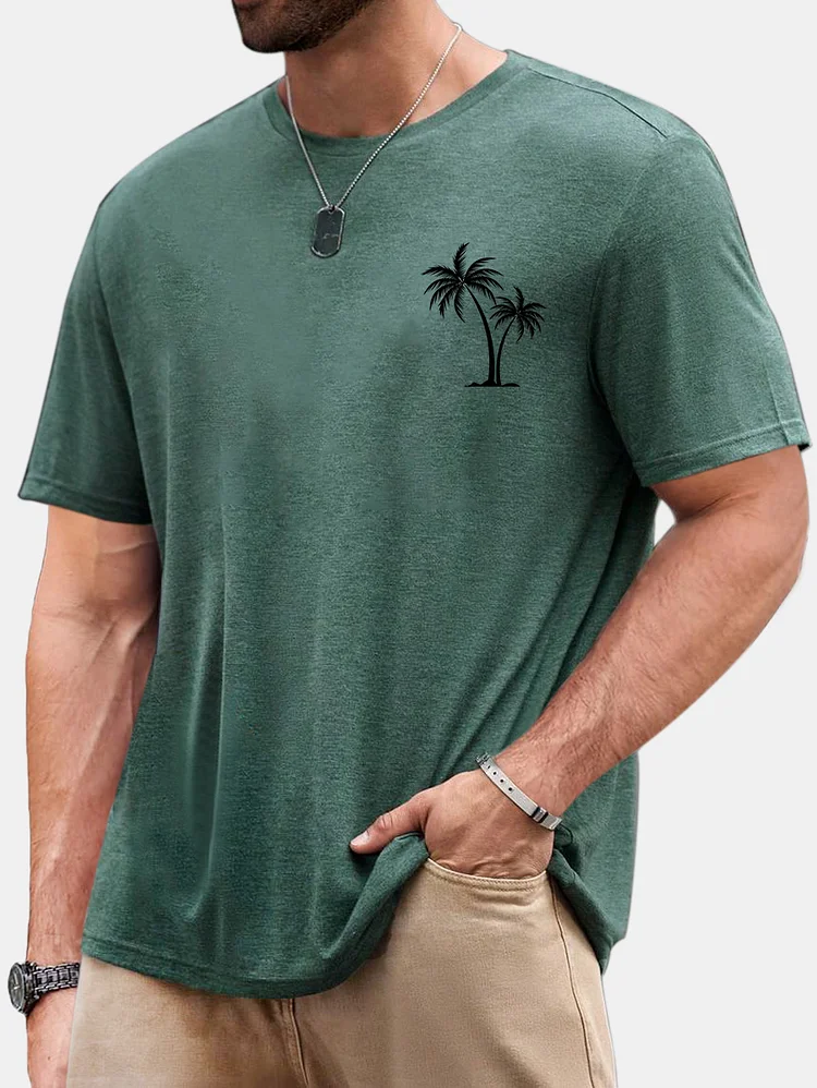 Men's Hawaiian Coco Cotton Comfortable Everyday Short Sleeve T-shirt