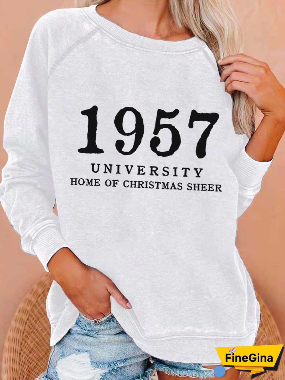 Women's 1957 University Home Of Christmas Cheer Print Casual Sweatshirt