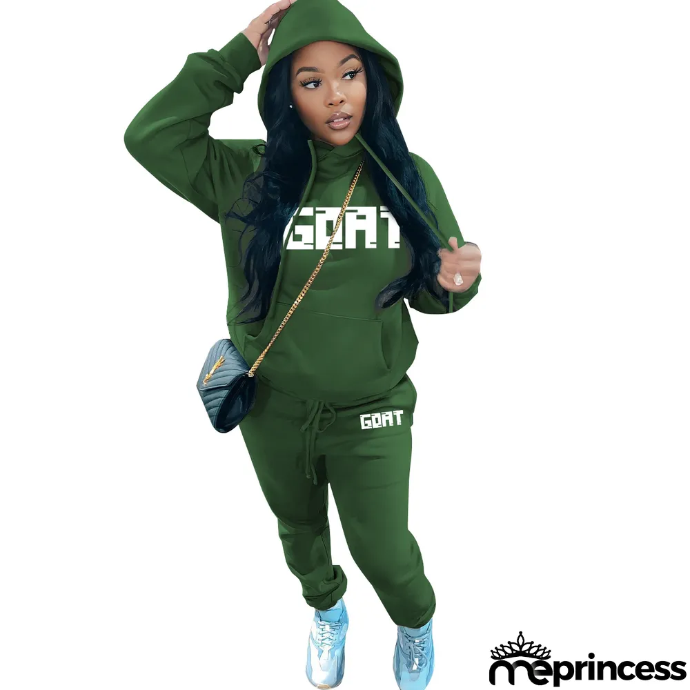 Women's Fashion Casual Fleece Hoodies Two-Piece Hoodie Tracksuit