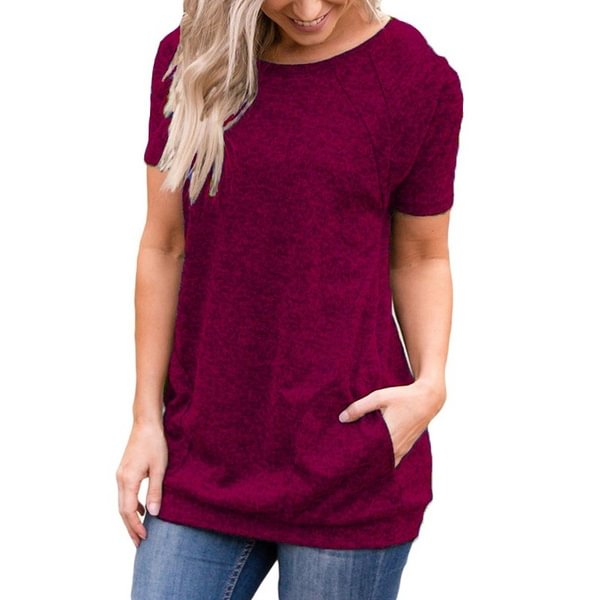 Women Summer Tops Femme Round Neck Shirts Casual Ladies Fashion Tops Cotton Pullovers Pure Color Short Sleeve Blouse Lady T Shirt XS-8XL - BlackFridayBuys