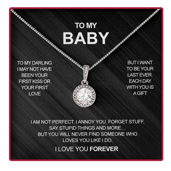 925 Sterling Silver Necklace - With  Rose - To My Baby
