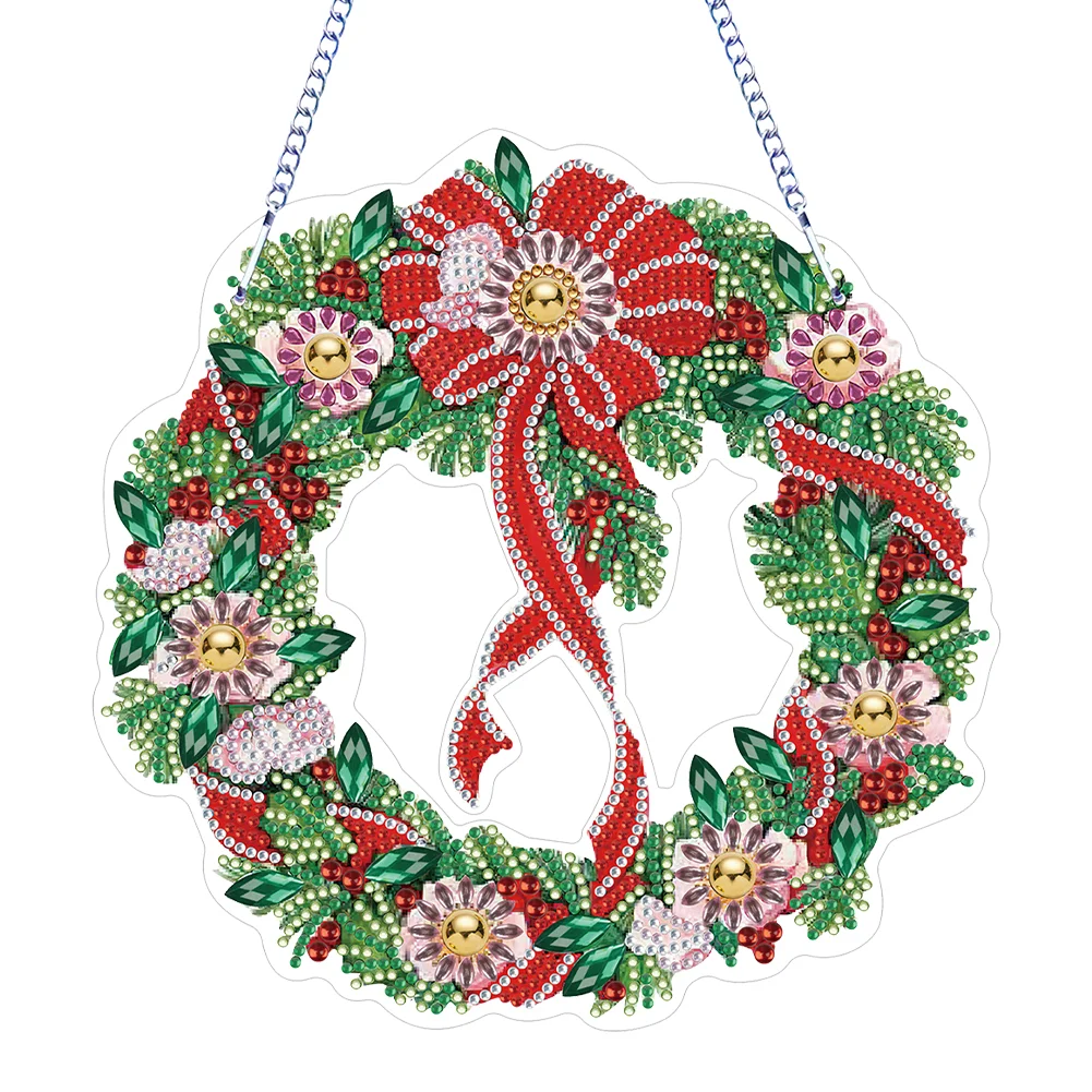 5D DIY Hanging Wreath Diamond Christmas Diamond Wall Decor Wreath
