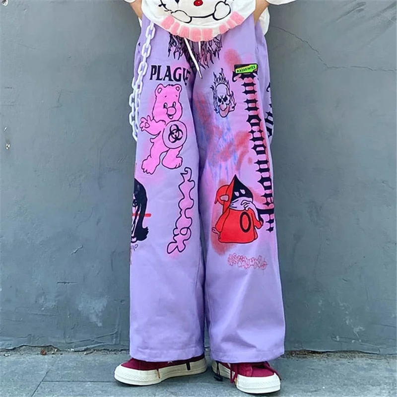 White High Waist Cargo Pants Women Casual Punk Pants Loose Streetwear Harajuku Japan Pants Cool Fashion Hip Hop Female Trousers