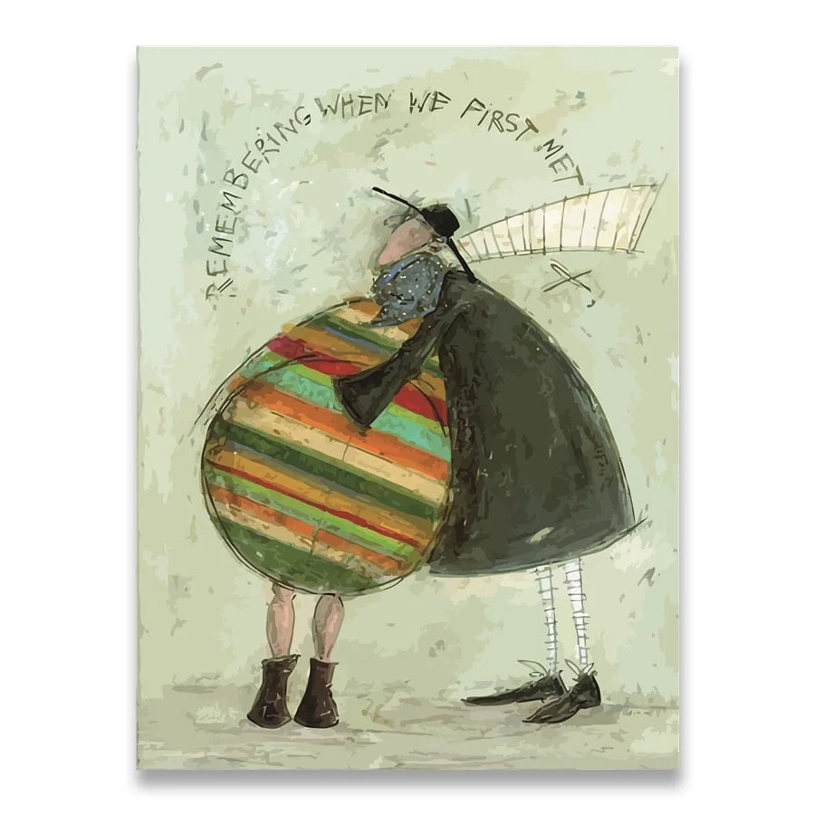 Vintage Nordic Abstract Landscape Love Dogs Pet Canvas Wall Art Paintings Posters and Prints Pictures Living Room Home Decor