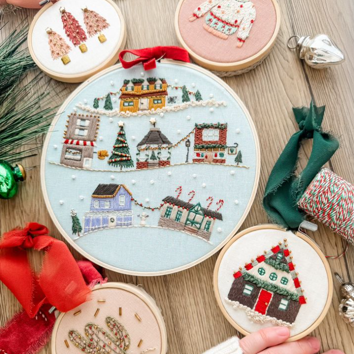 Christmas Village Theme Embroidery Kit