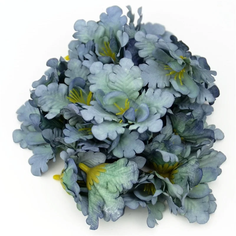 10pcs 5cm Mini Silk Gradient Orchid Artificial Flower Head For Wedding Decoration DIY Wreath Accessories Craft Fake Flowers