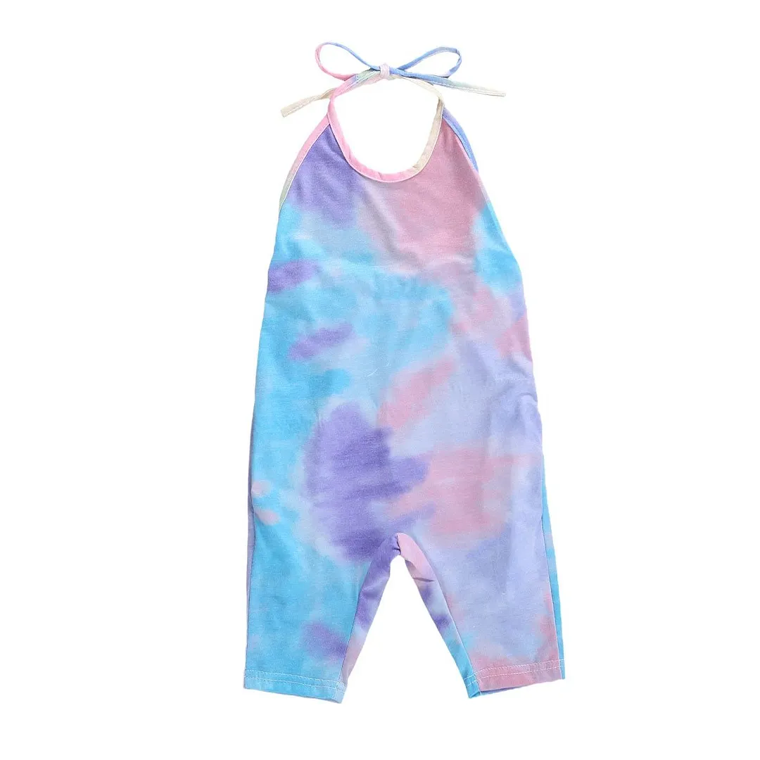 Children Summer Clothing Infant Kids Baby Girls Tie dye Romper Spaghetti Colorful Gradient Sunsuits Fashion Jumpsuits 2-6T