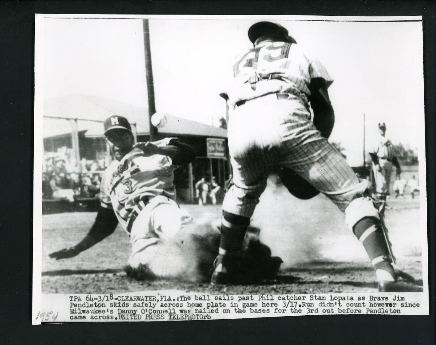 Jim Pendleton & Stan Lopata 1954 Press Photo Poster painting Milwaukee Braves Phillies