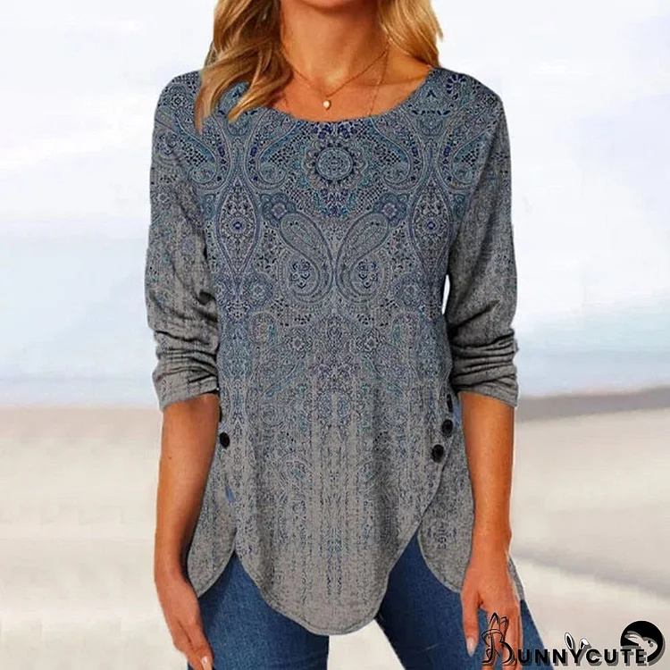 Blue Ombre Fade Luxe Print Tunic Top